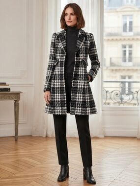 Laundry by Design Wool Blend Houndstooth Swing Coat